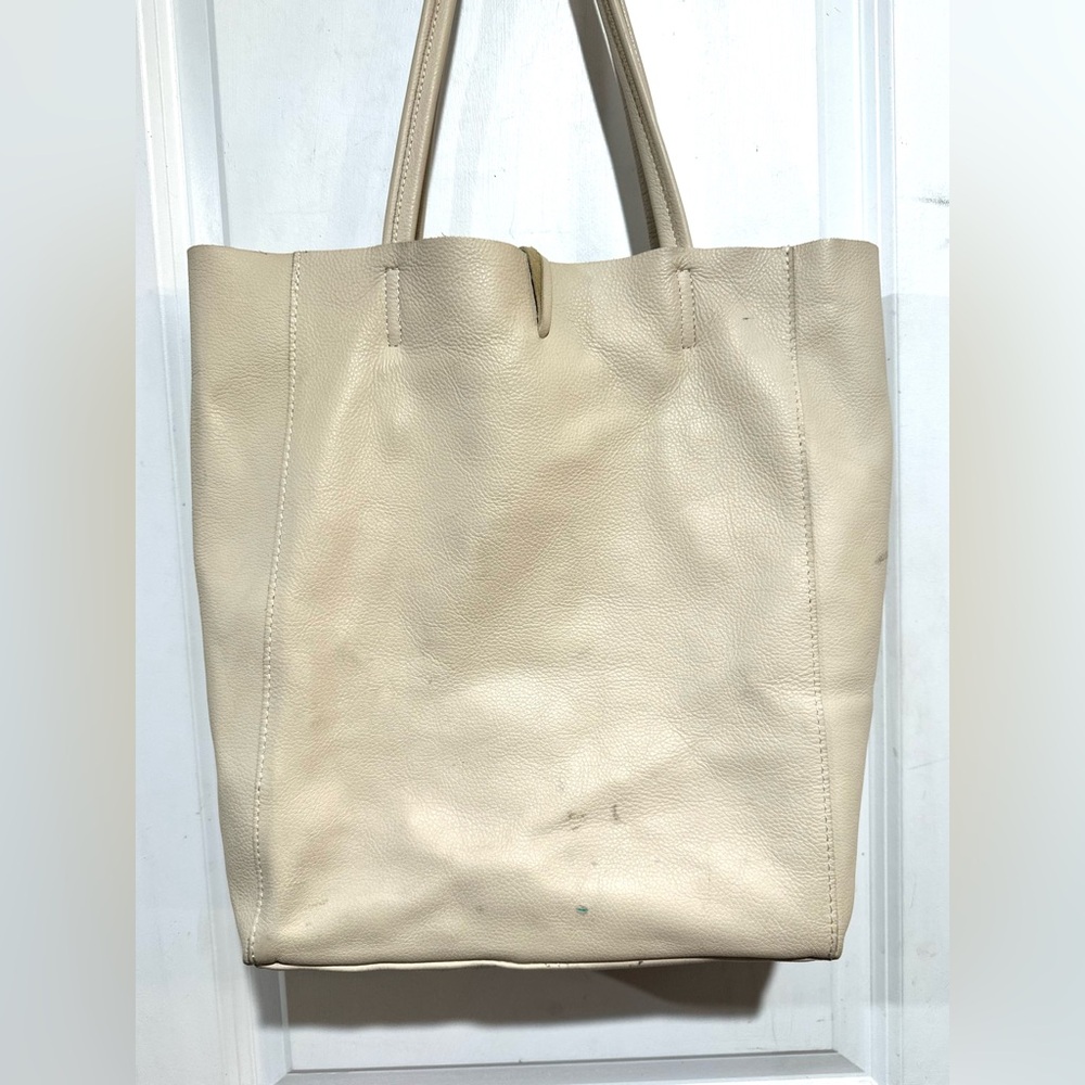 Borse In Pelle Beige Leather Tote Bag - Picture 2 of 8